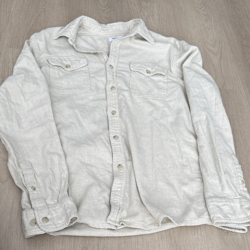 Men's Cream Button-Up Jacket